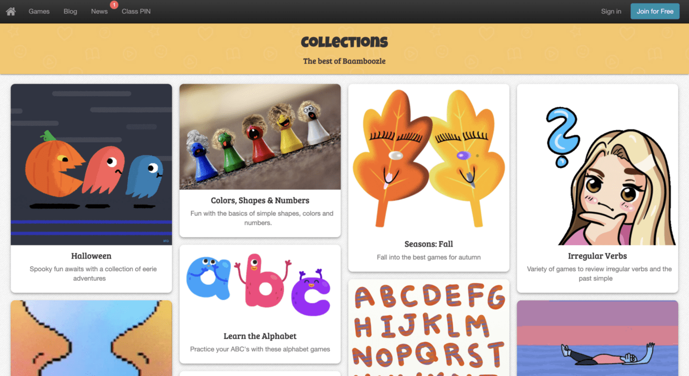 Baamboozle collections screenshot