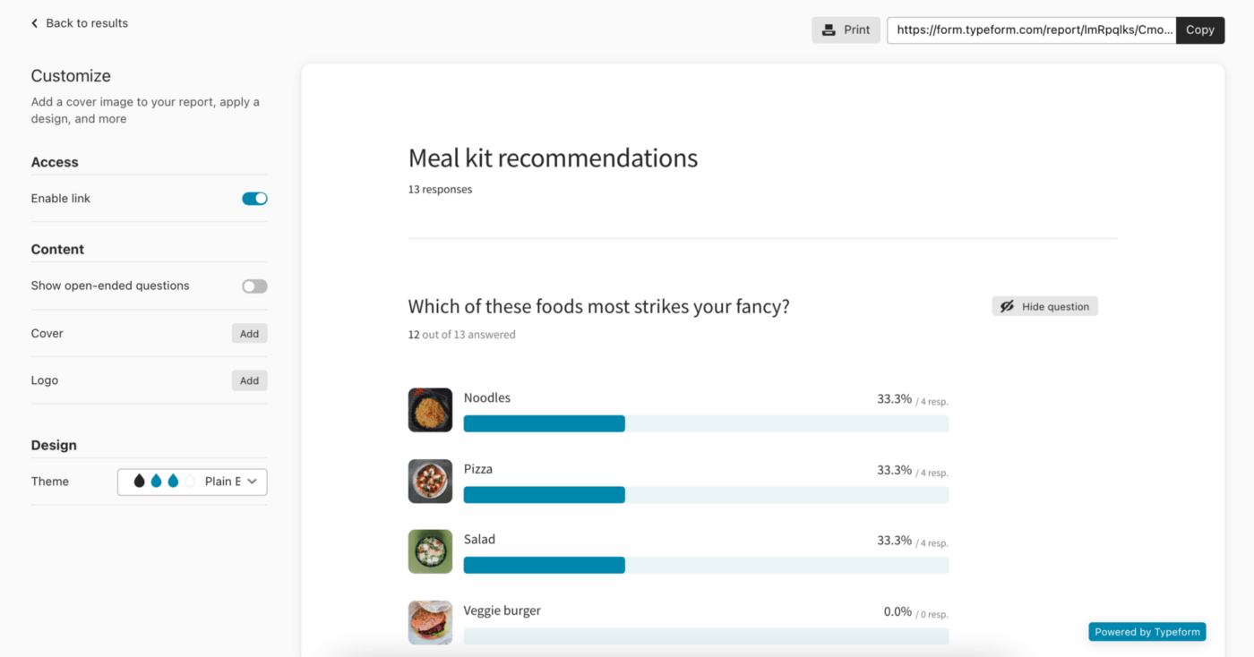 Customizing a form created in Typeform