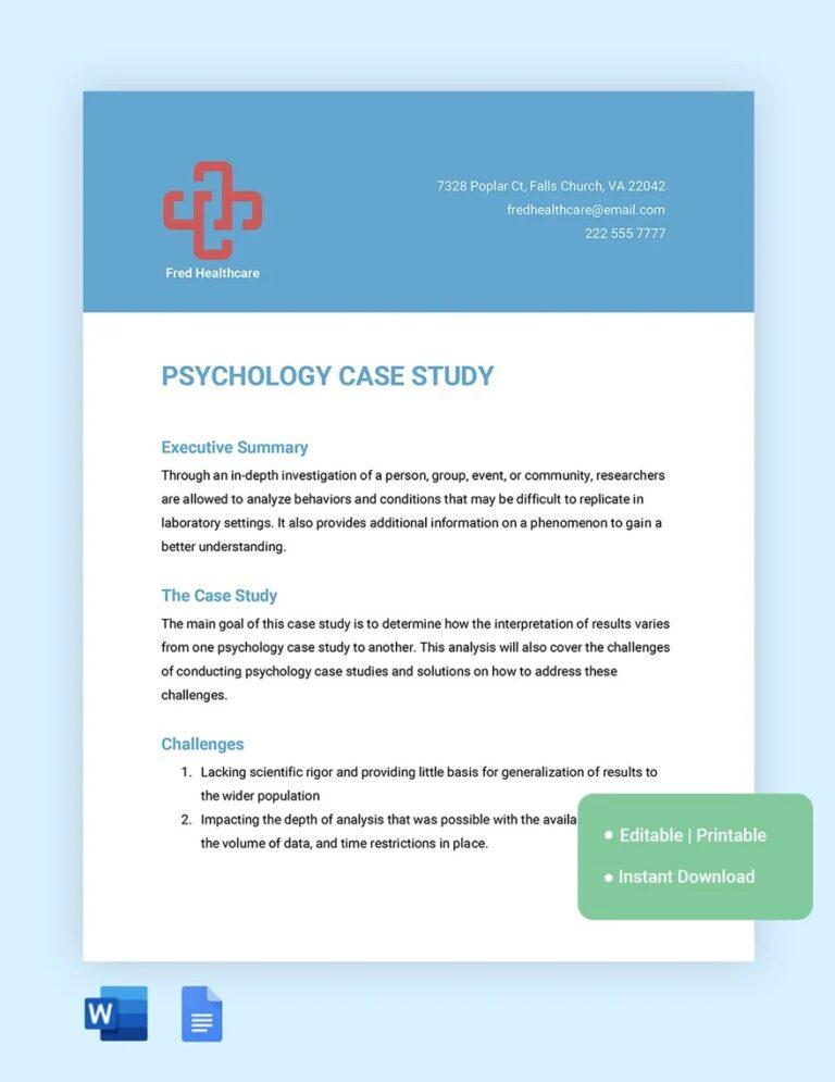 Psychology Case Study Template For Your Needs