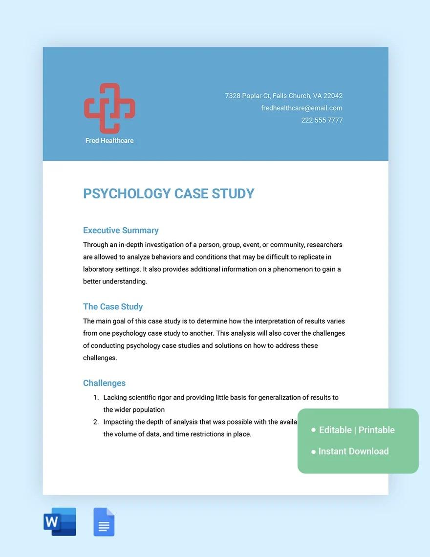 case study template psychology