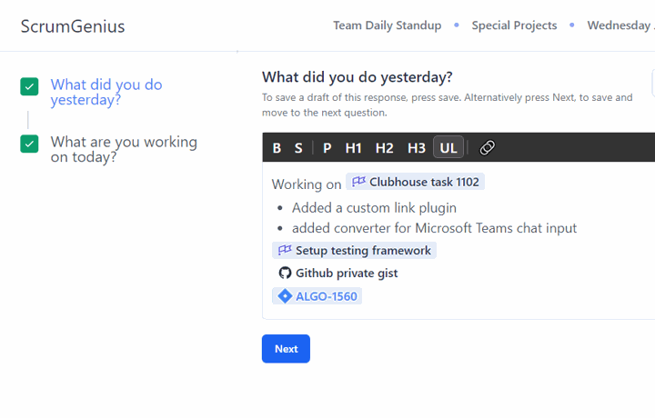 scrumgenius daily standup software