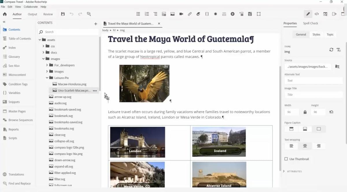 Herramientas de autor de ayuda: Vista del editor de Adobe Robohelp