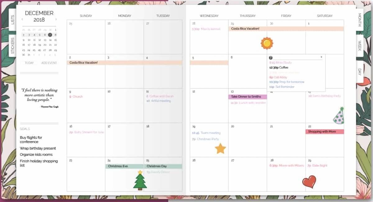 Customizing Artful Agenda's calendar