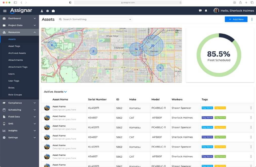 List of Active Assets in Assignar