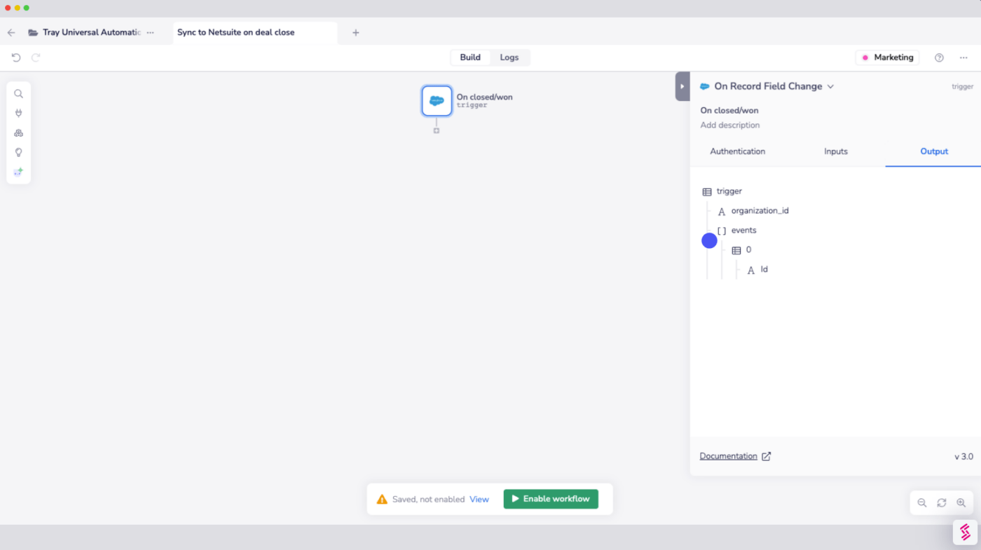 Creazione di un'automazione di Salesforce in Tray