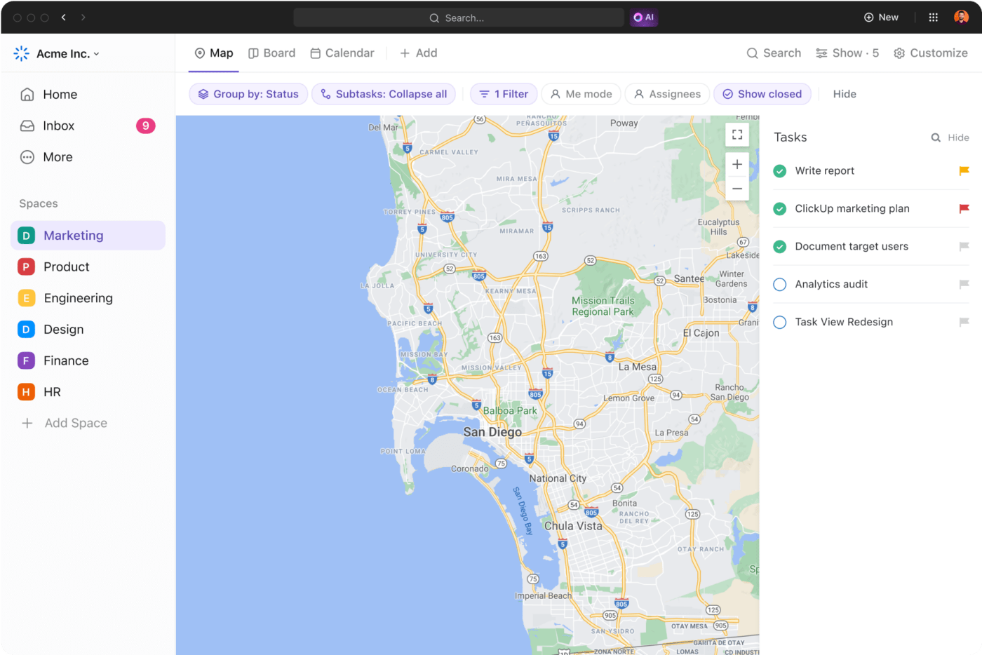 ClickUp 3.0 Vista Mapa simplificada