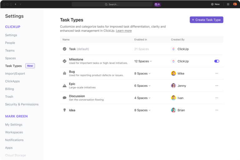 Optimizing Task Categories and Types for Project Management | ClickUp