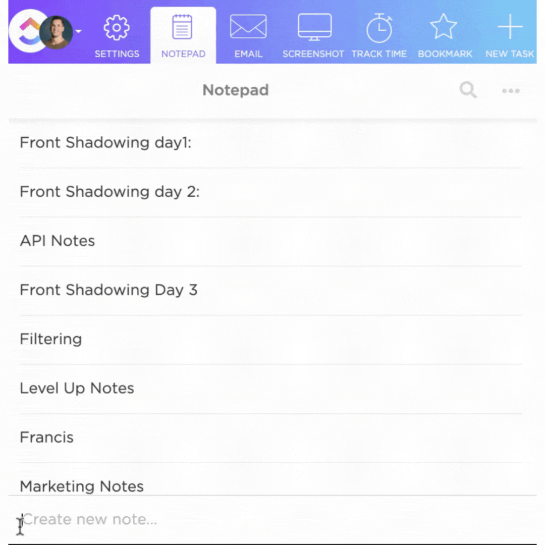 ClickUp's Notepad
