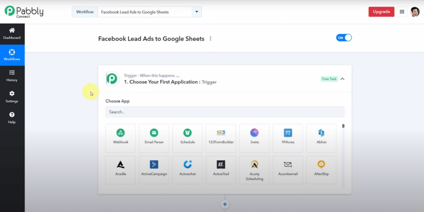 Verbindung von Facebook Ads mit Google Sheets mit Pabbly Connect