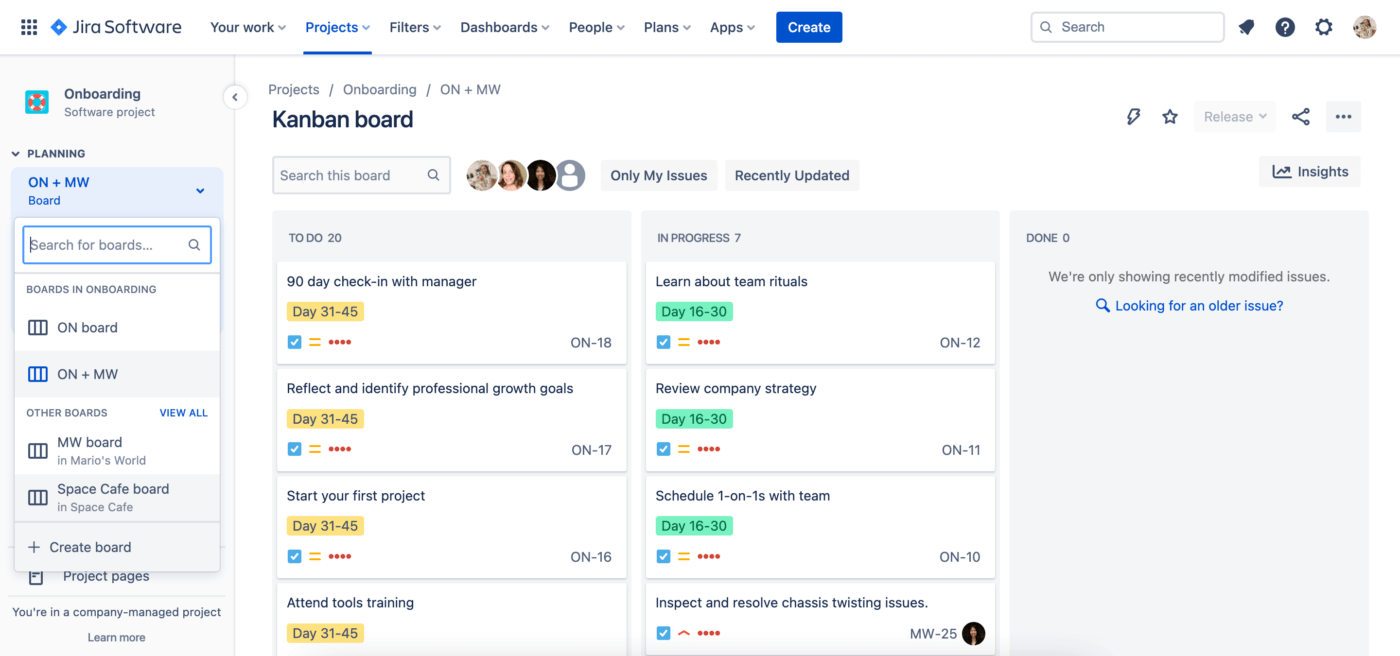 Software de desarrollo de productos: creación de un Tablero Kanban en Jira Software