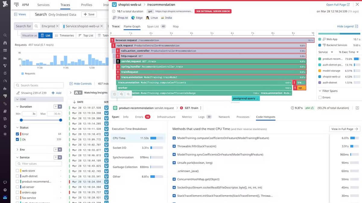 Ferramentas de IA para DevOps: ferramenta de desenvolvimento de software da Datadog