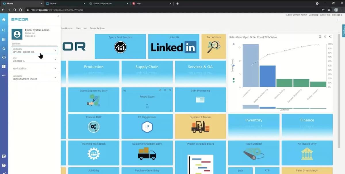 Il dashboard di Epicor Kinetic