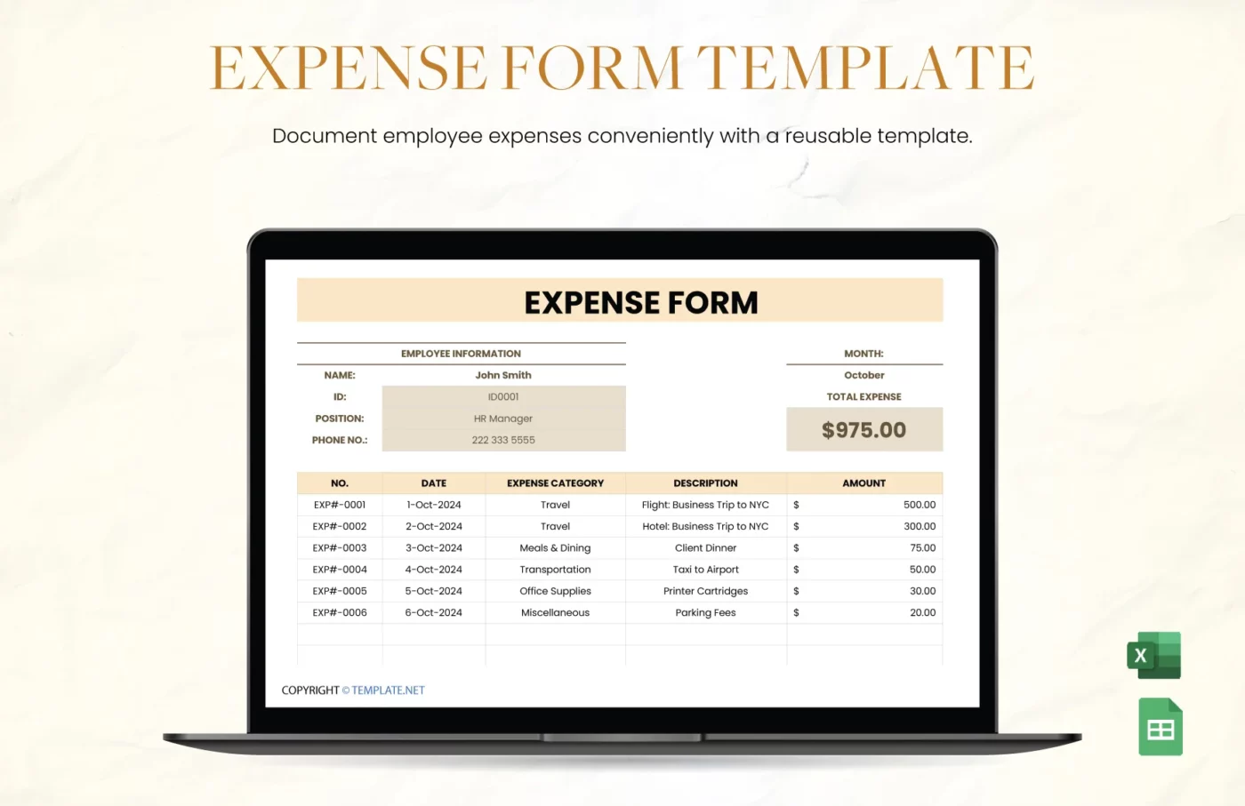 Expense Form Template