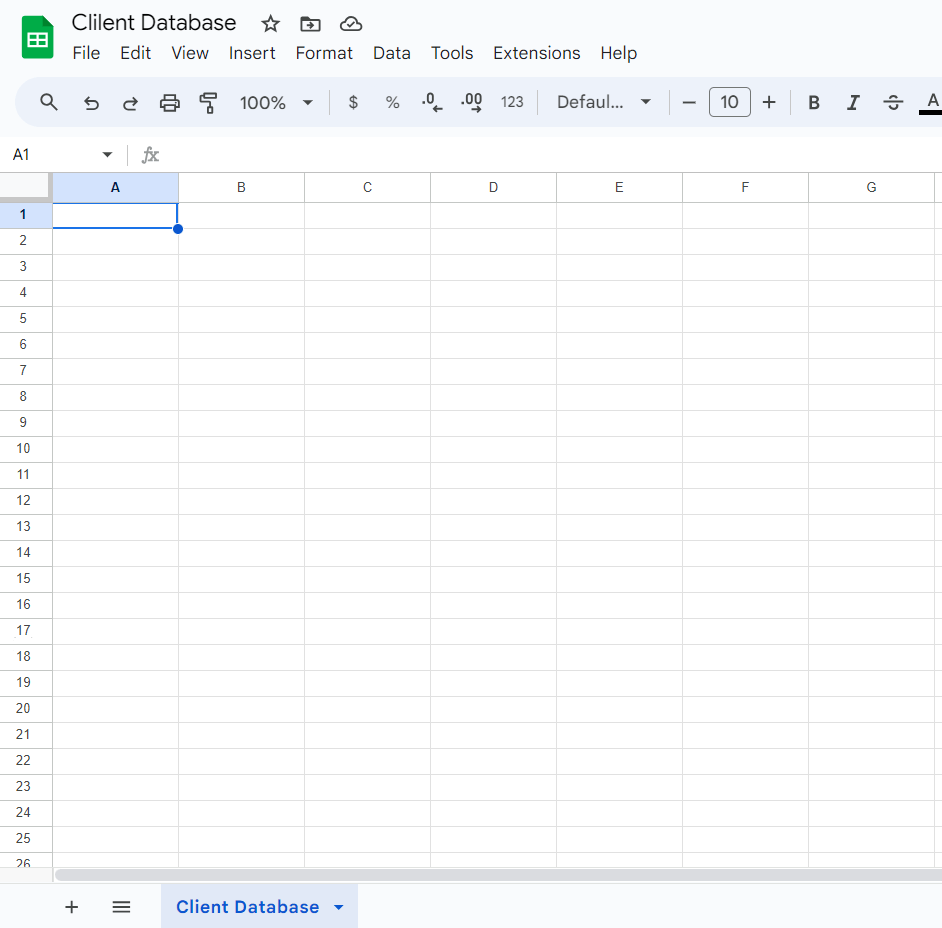 Creación de una base de datos de Google Sheets Paso 1