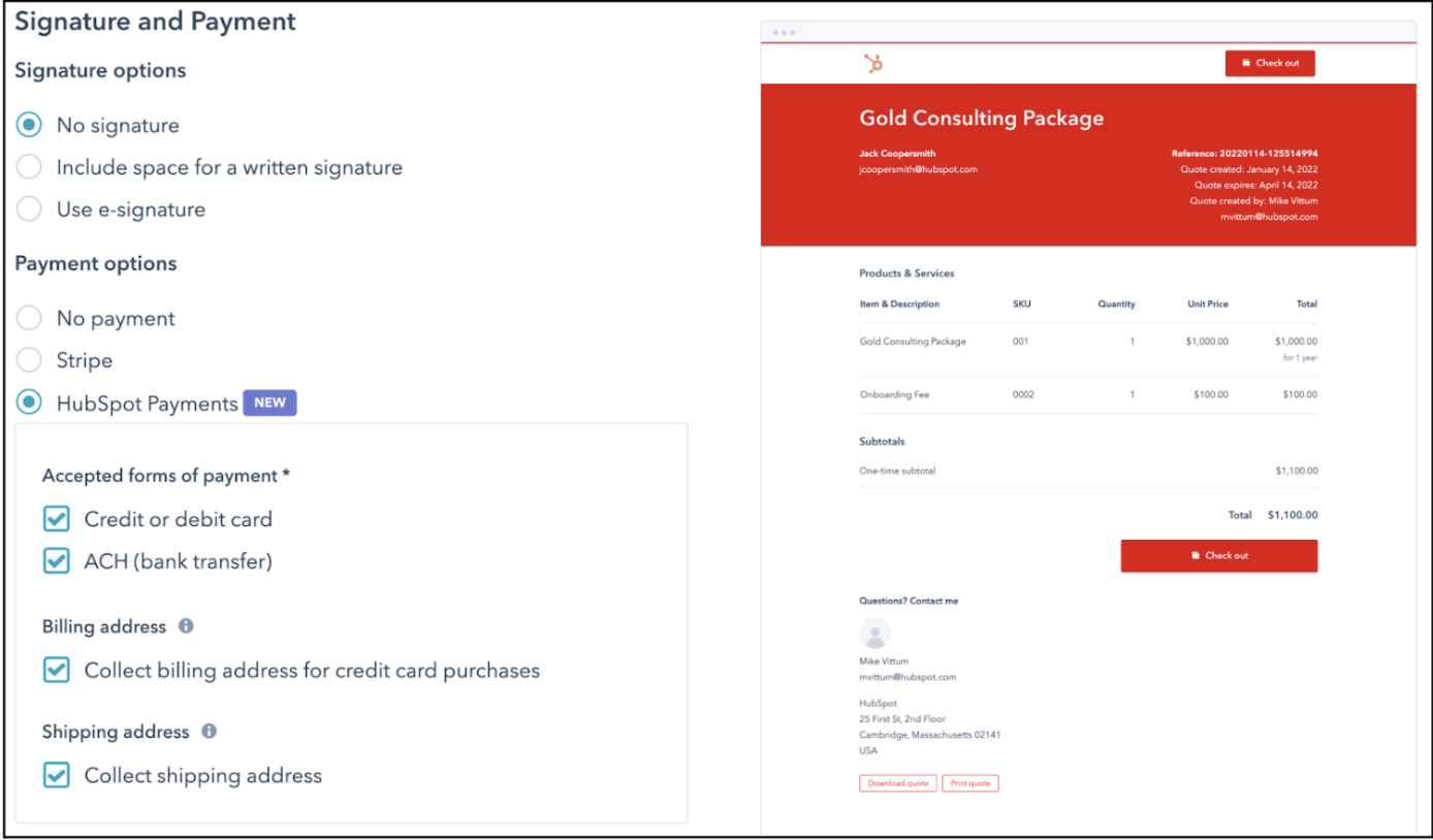 HubSpot 견적 소프트웨어