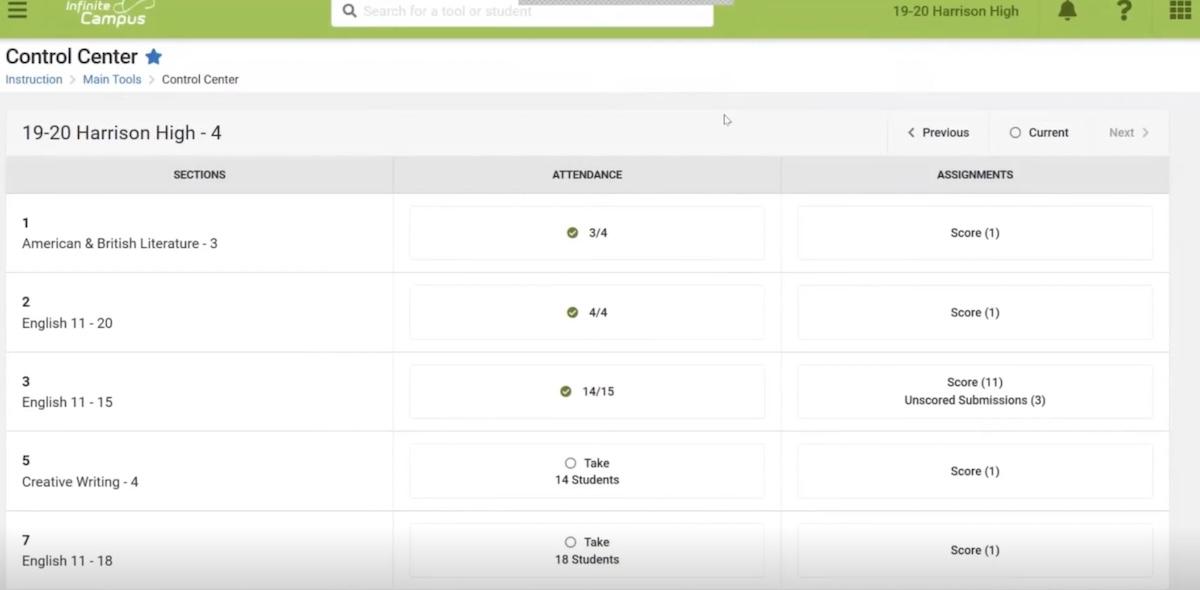Managing sections, attendance, and assignments in Infinite Campus