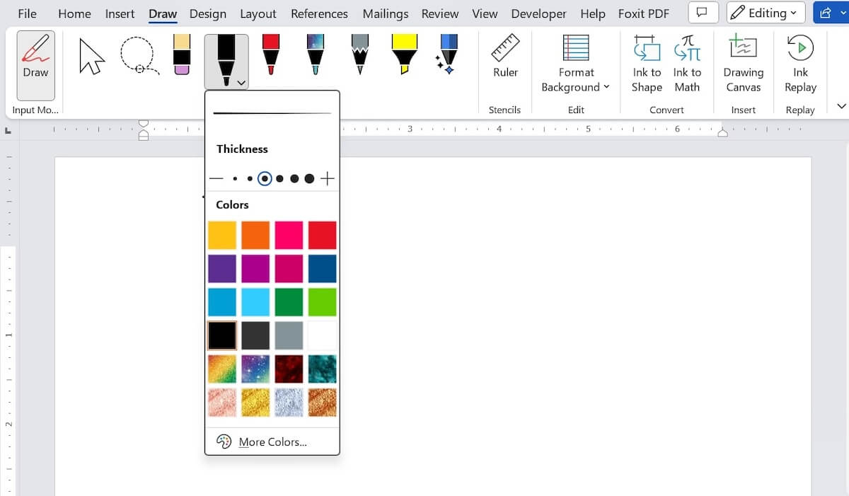 Microsoft Word vs Google Docs: captura de pantalla de la función Draw de Microsoft Word