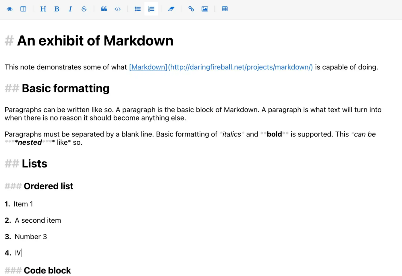 Notes saved on Standard Notes in its Markdown view