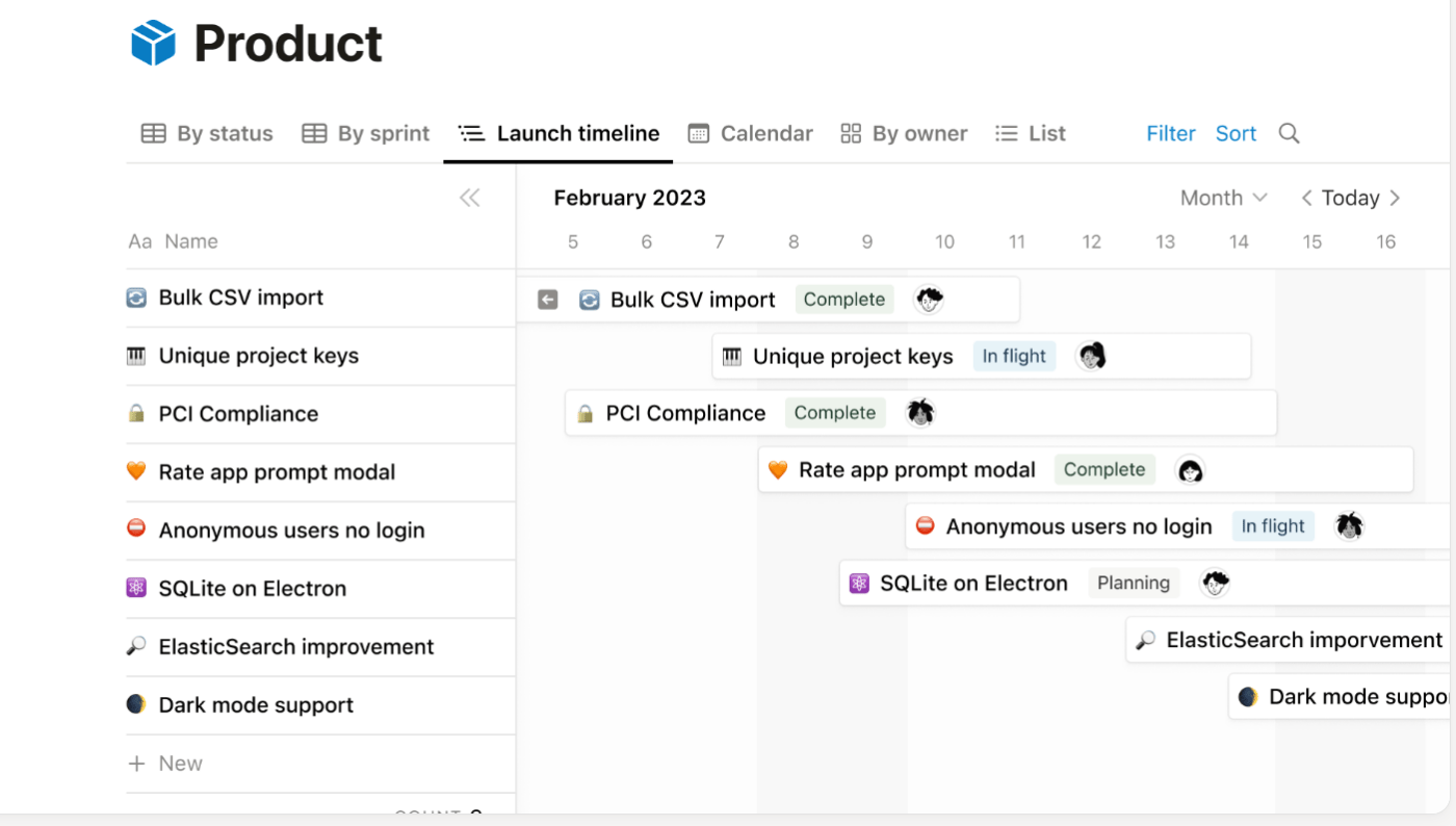 Notion timeline