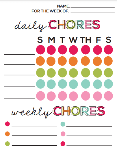 PDF Daily Chores Chart for Kids Template by ThirtyHandMadeDays
