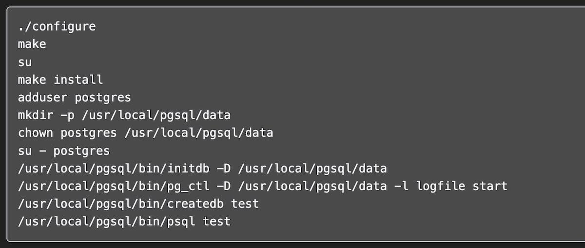 Example of a database in PostGreSQL