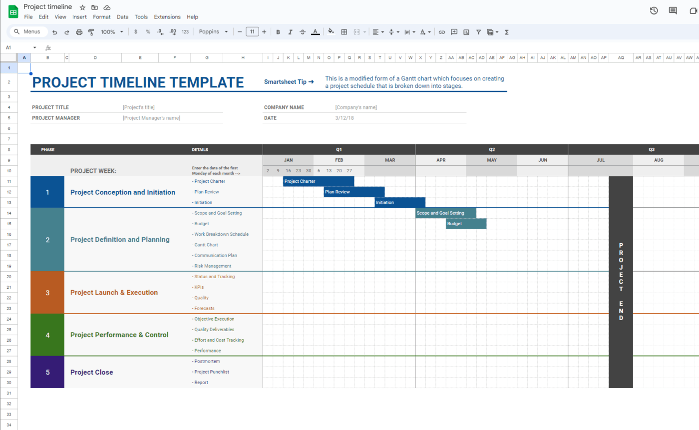 Project time tracking template in Google Sheets