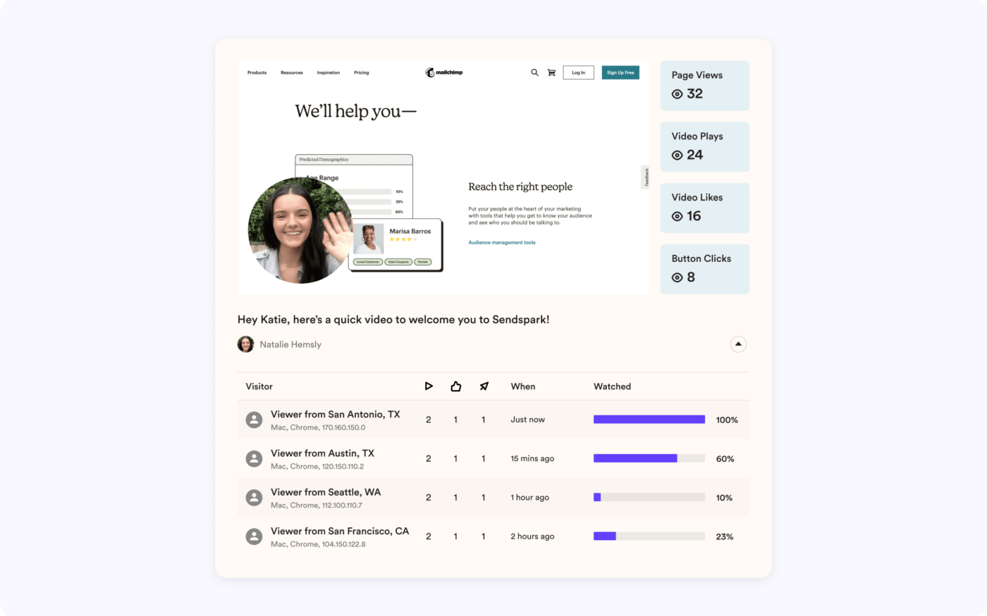 Pagina di benvenuto di Sendspark