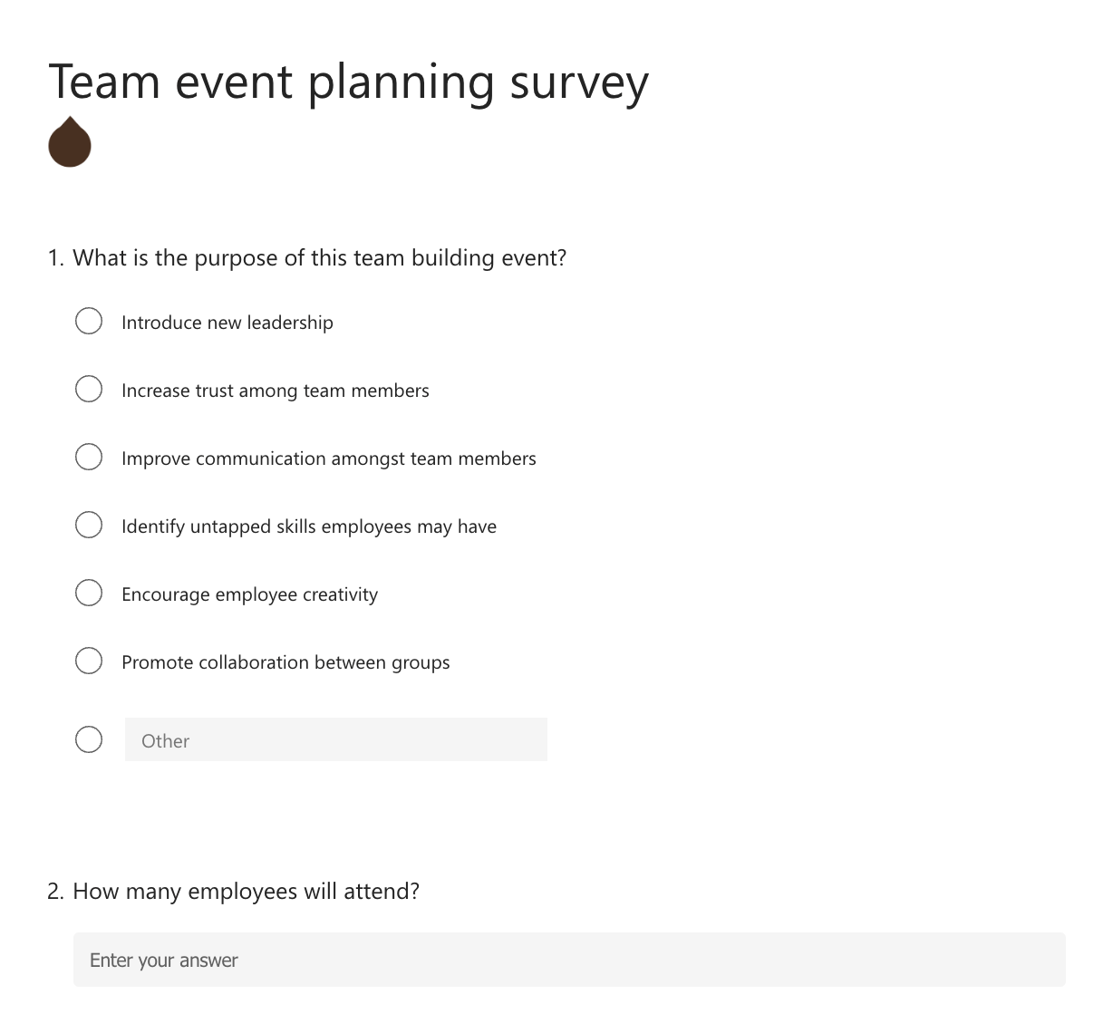 Team Event Planning Survey