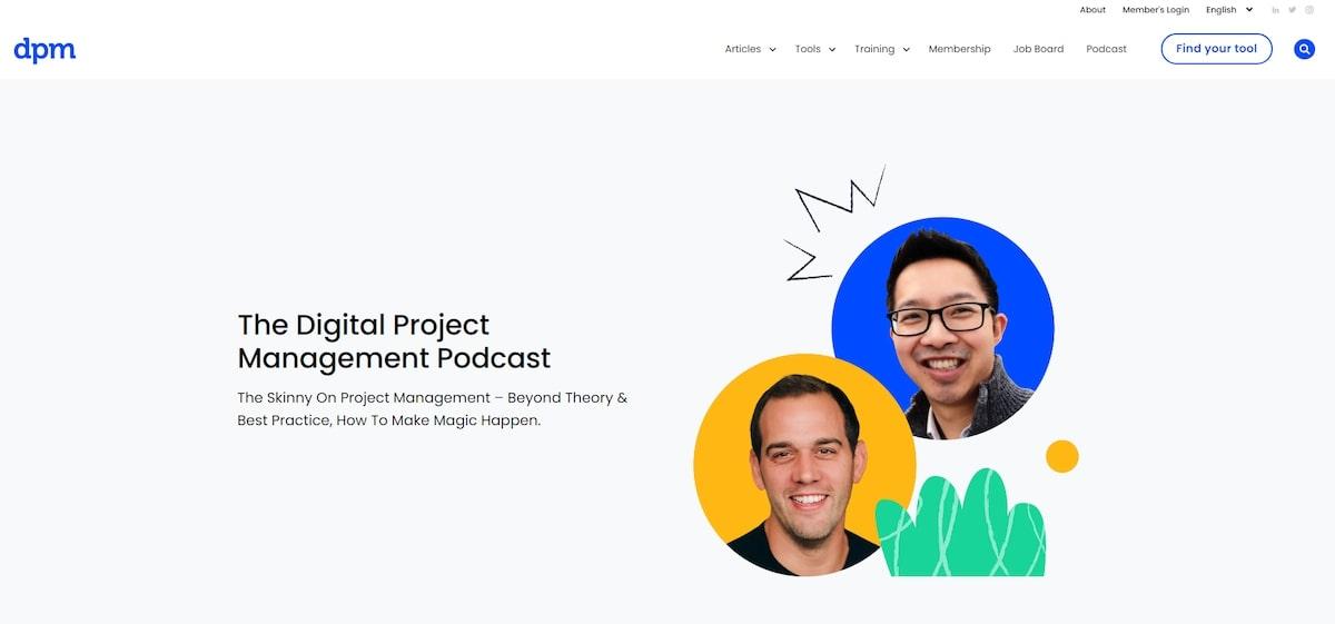 Homepage of the Digital Project Manager Podcast