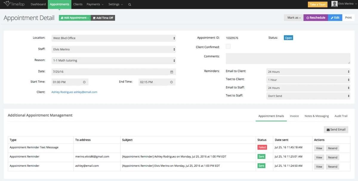 Modulo di appuntamento di TimeTap