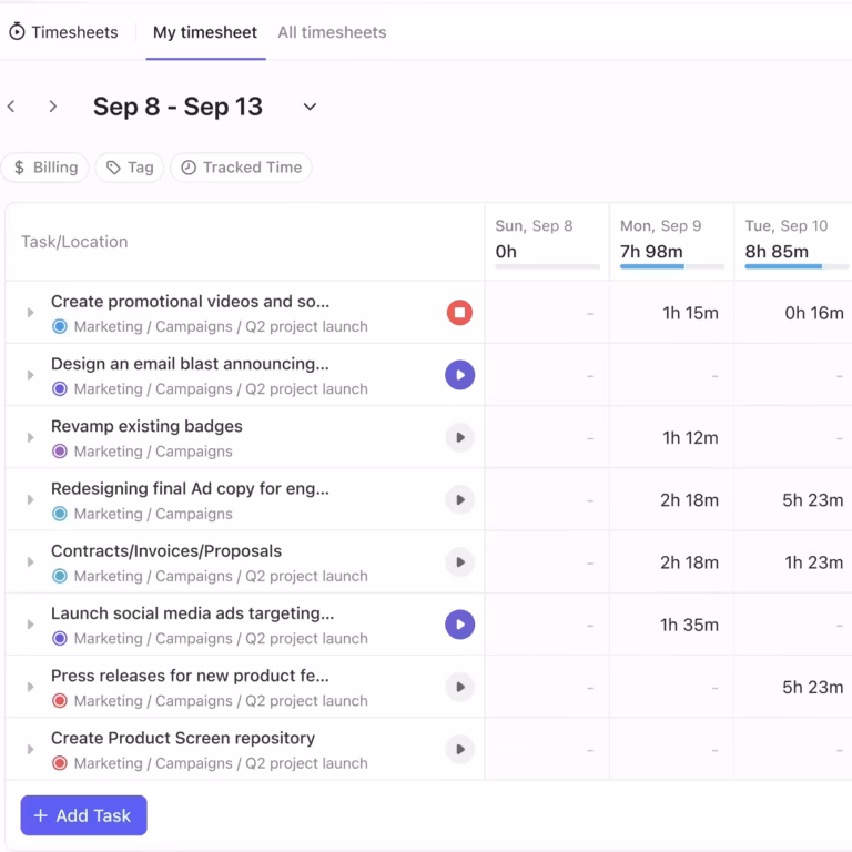 Time tracking for deep work