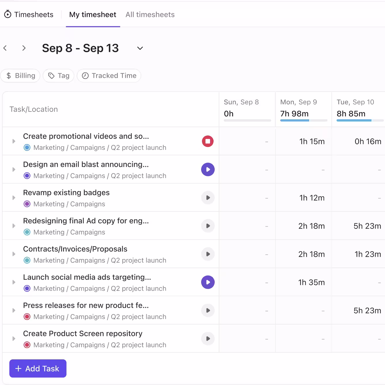 Time tracking for deep work