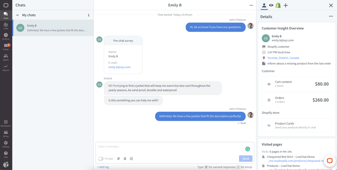 LiveChat comme alternative à Intercom