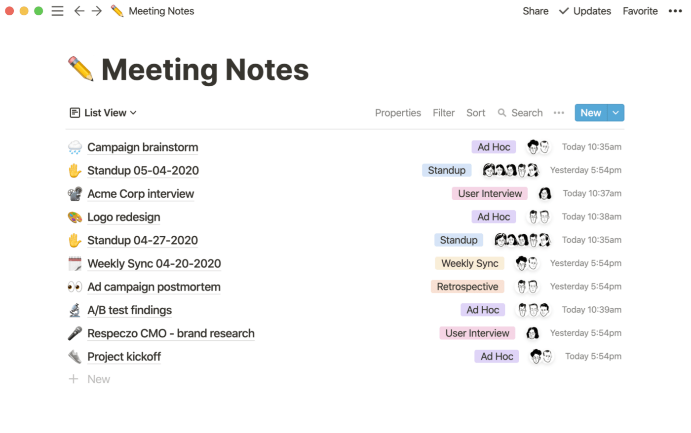 Notionメモツールを使ってミーティングメモを作成する