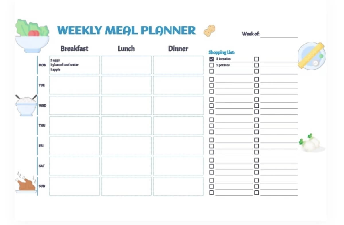 Weekly Meal Planner Template by GooDocs
