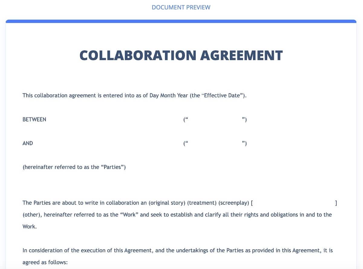 Word Collaboration Agreement Template by CocoSign