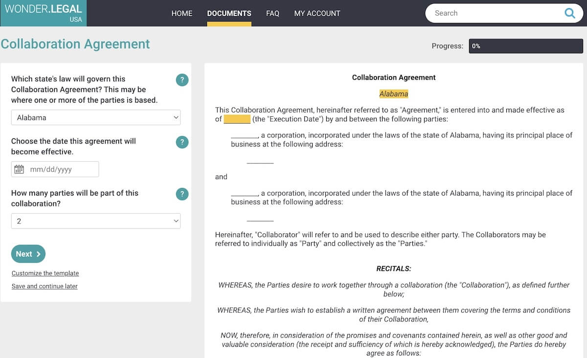 Plantilla de Convenio de Colaboración en Word por WonderLegal