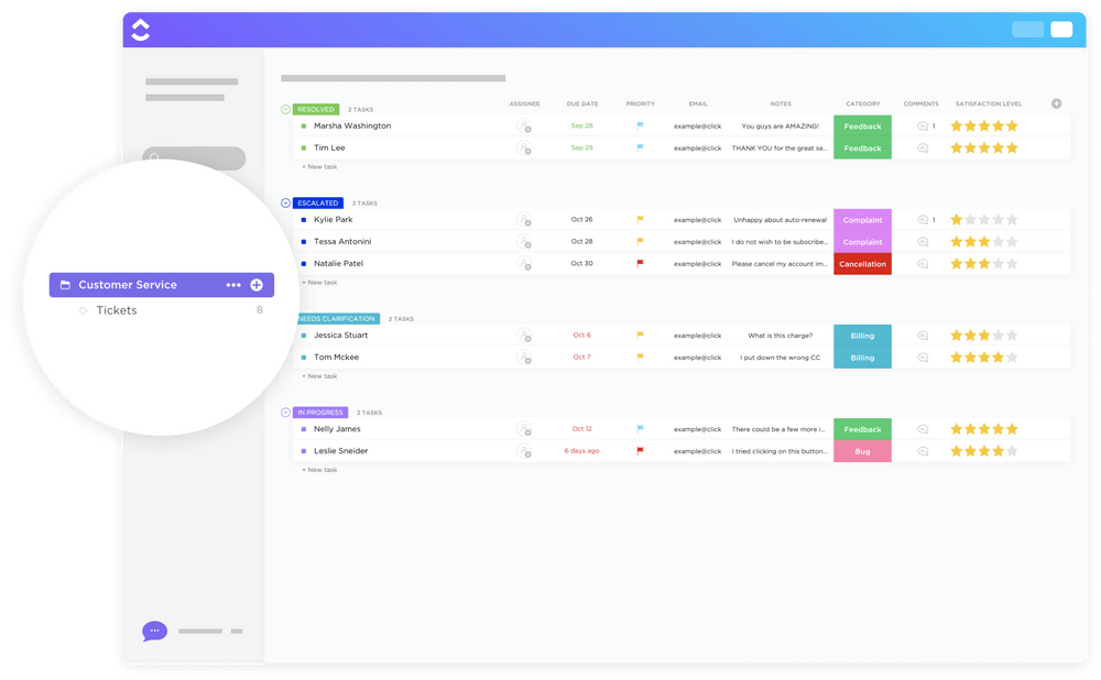 customer service management crm template