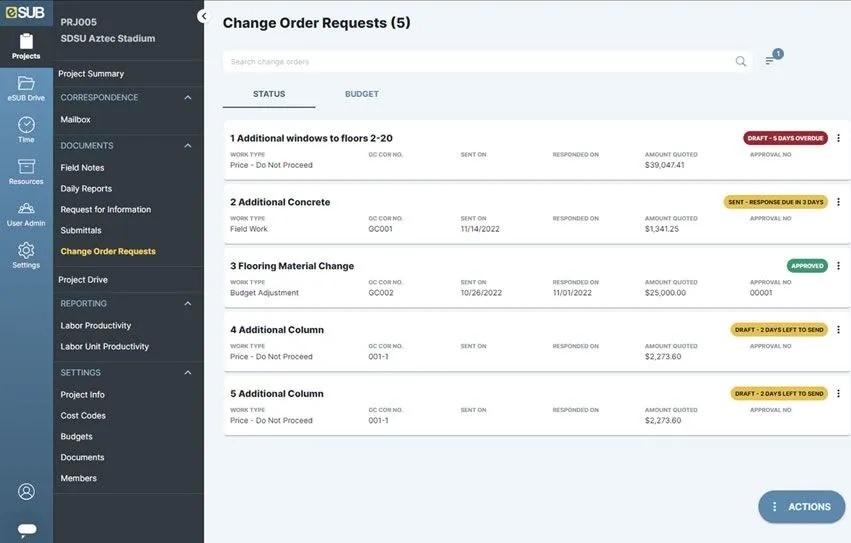 Submitting, tracking, and managing orders in eSUB