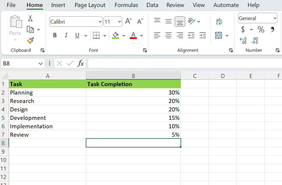 how to make a pie chart in excel clickup steps