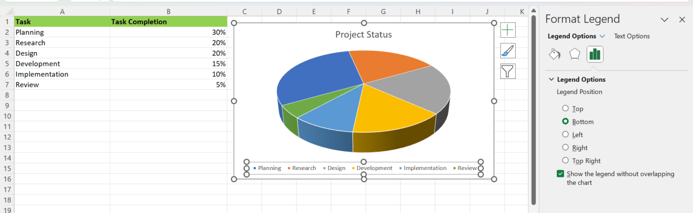 how to make a pie chart in excel clickup steps