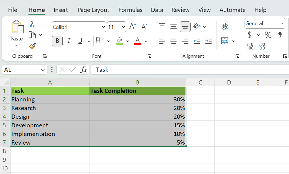 how to make a pie chart in excel clickup steps