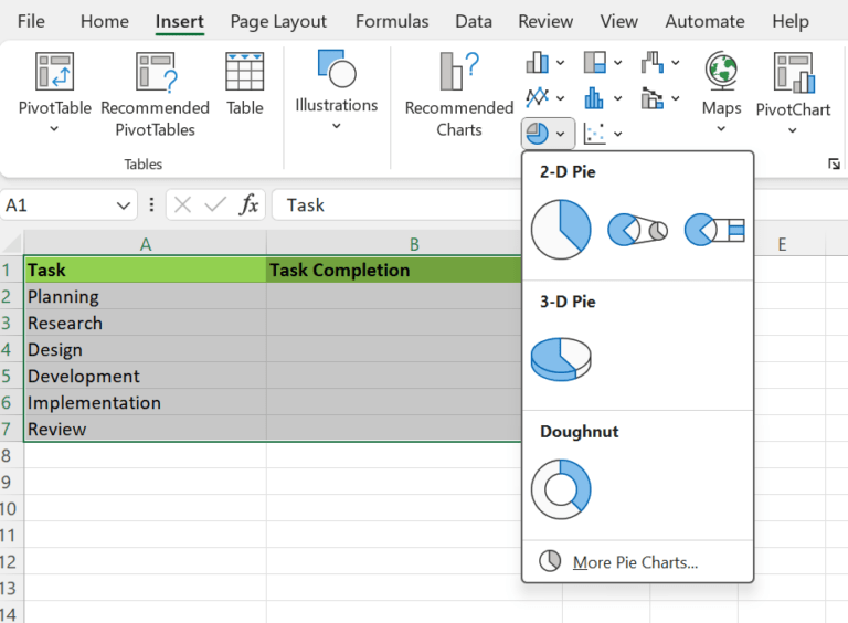 How to create a pie chart in Excel in one minute (or less)