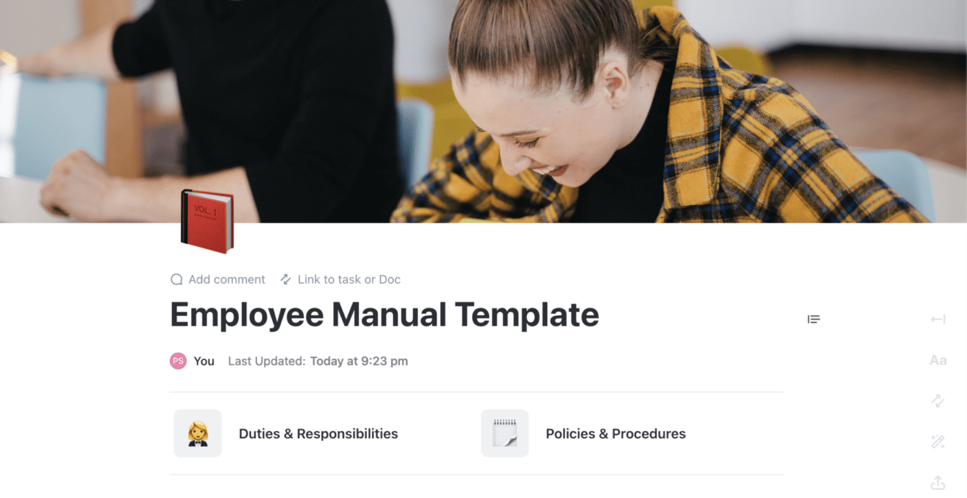 Employee manual template clickup