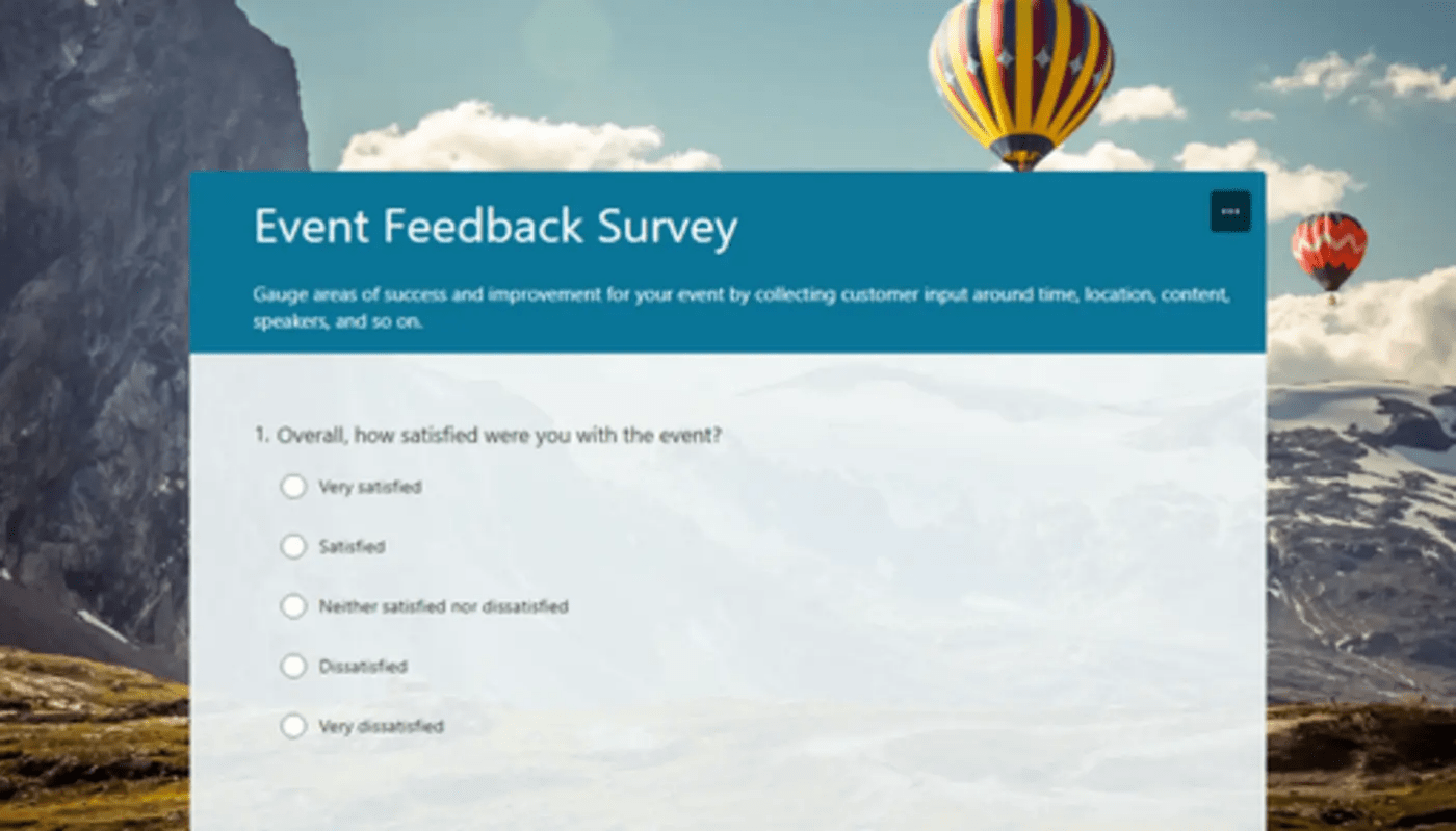 Microsoft-formulier voor feedback-enquête over evenementen