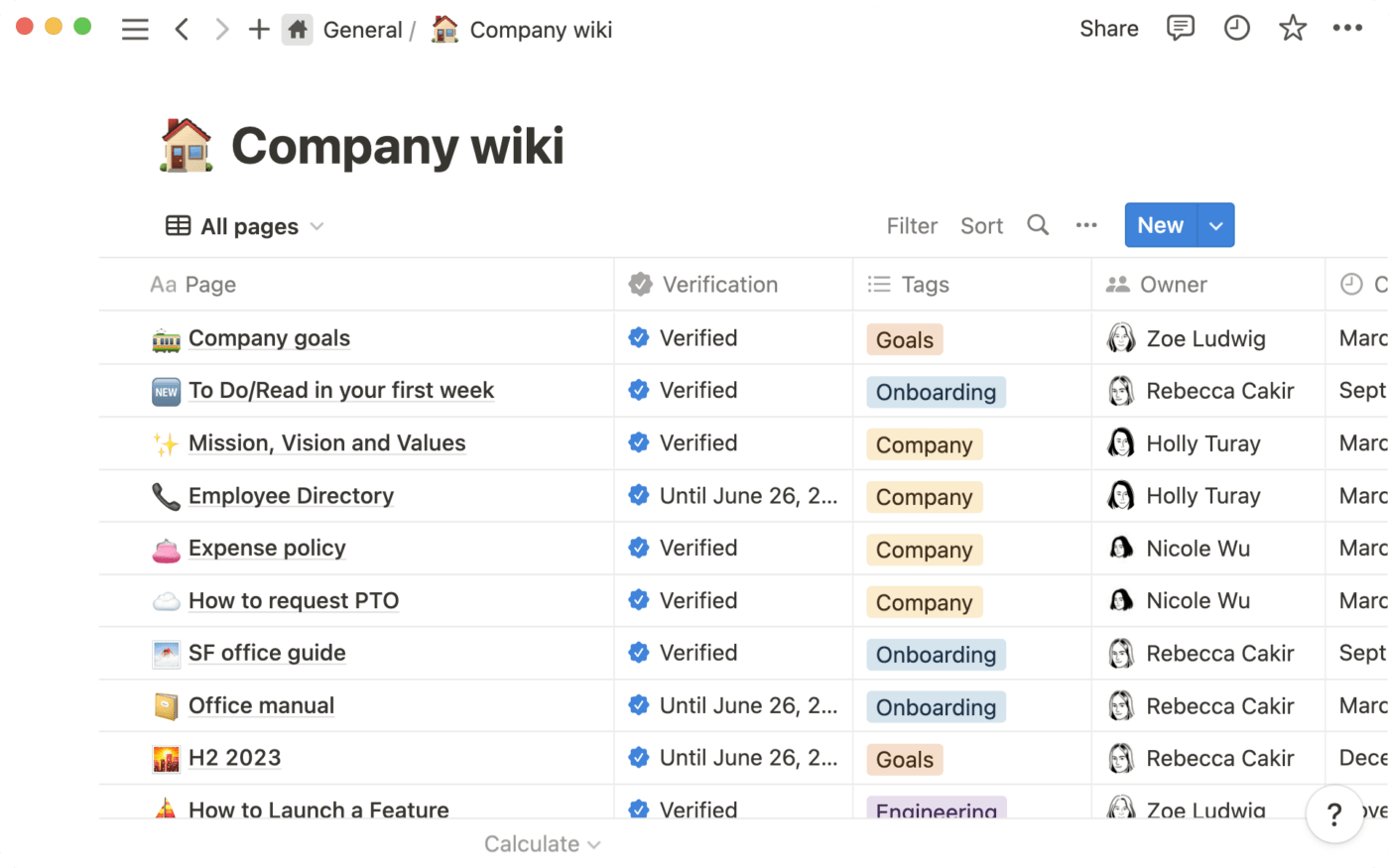 Airtable vs Notion: Notion's wiki page