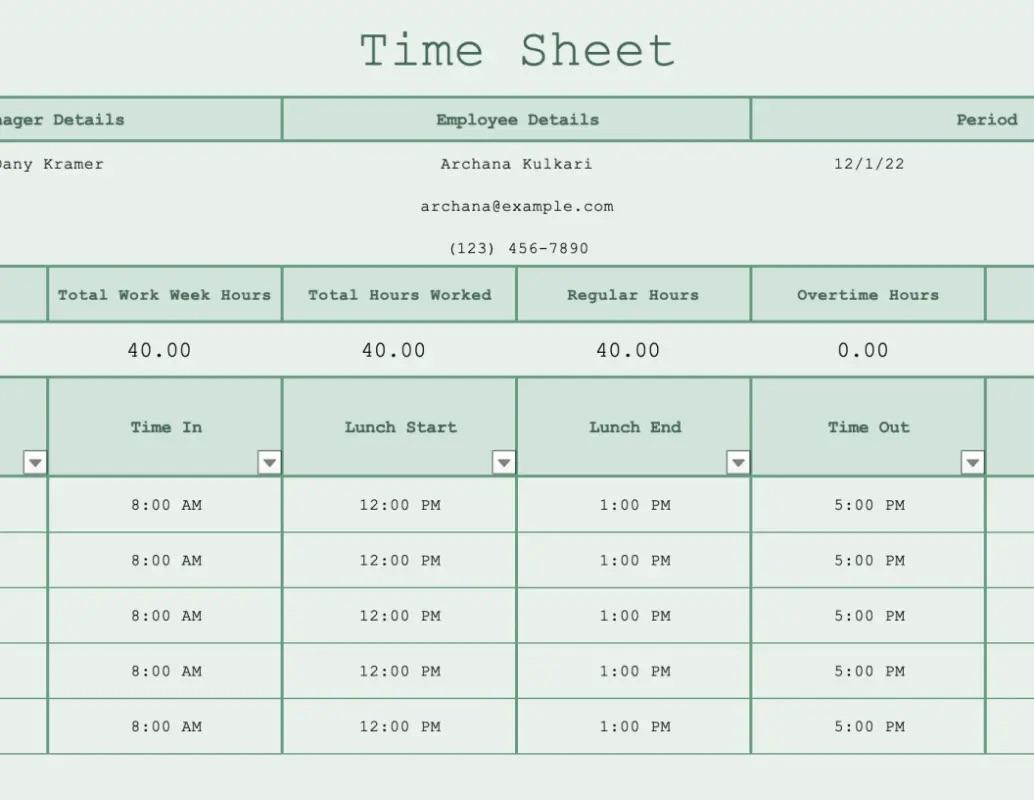 presentation timesheet