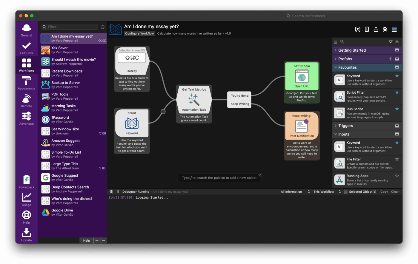 Alfred's dashboard showcases its prowess among leading productivity apps for Mac, offering a suite of tools for seamless workflows