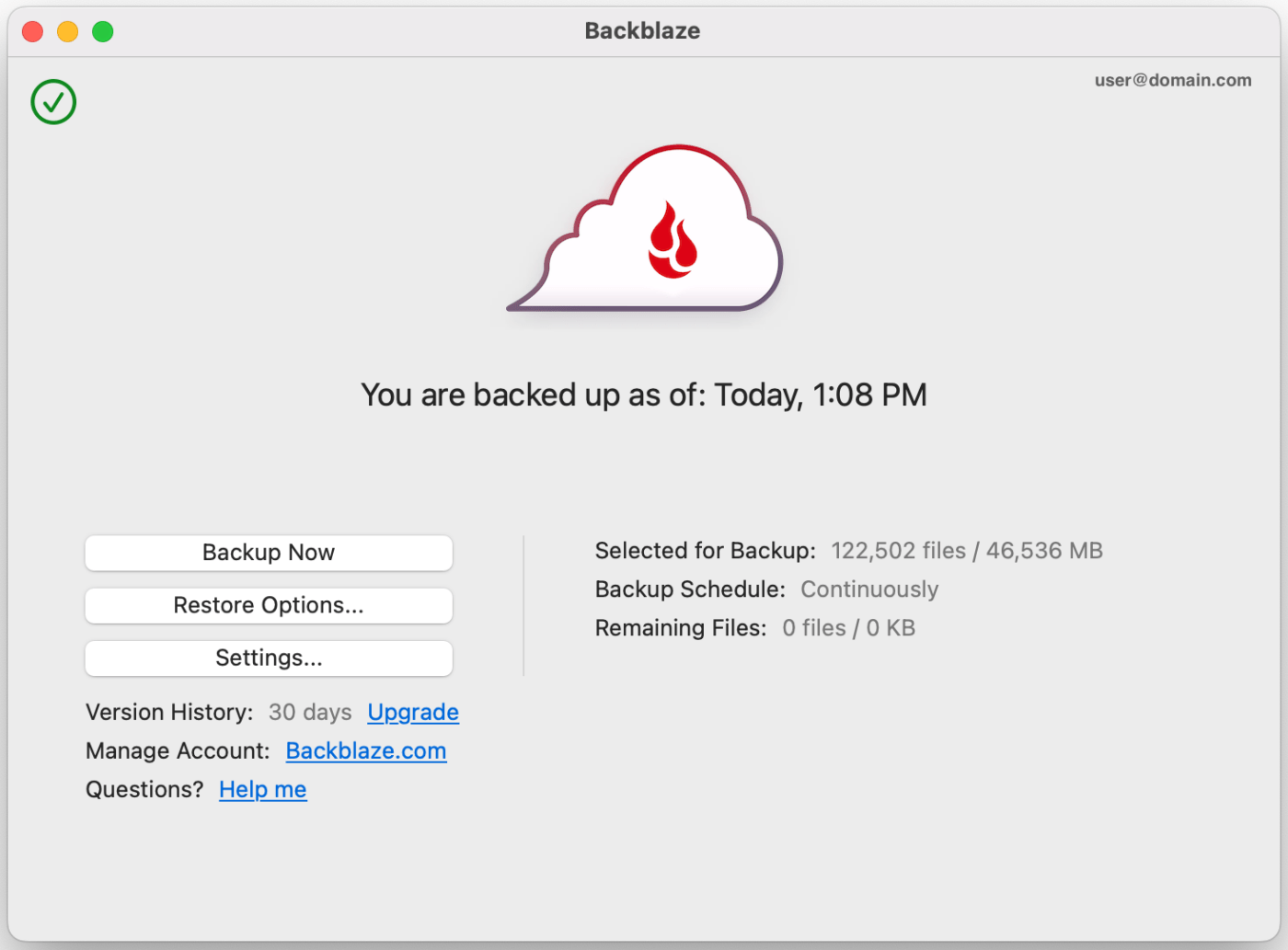 Découvrez pourquoi Backblaze se classe parmi les meilleures applications de productivité pour Mac grâce à sa fonction de sauvegarde automatique dans le cloud qui protège les fichiers contre les défaillances matérielles, les menaces de logiciels malveillants et les suppressions accidentelles, garantissant ainsi une protection robuste des données.  