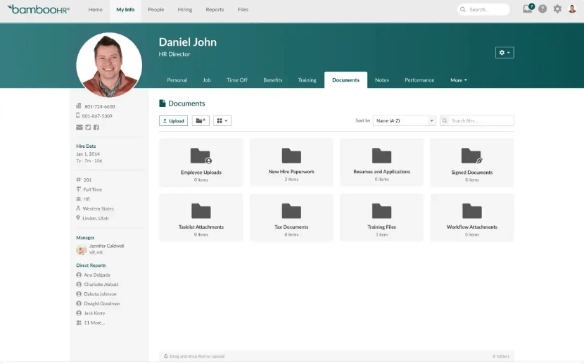 Dossiers des employés de BambooHR